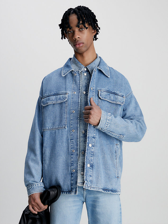 giacca-camicia di jeans taglio relaxed blue da uomo calvin klein jeans