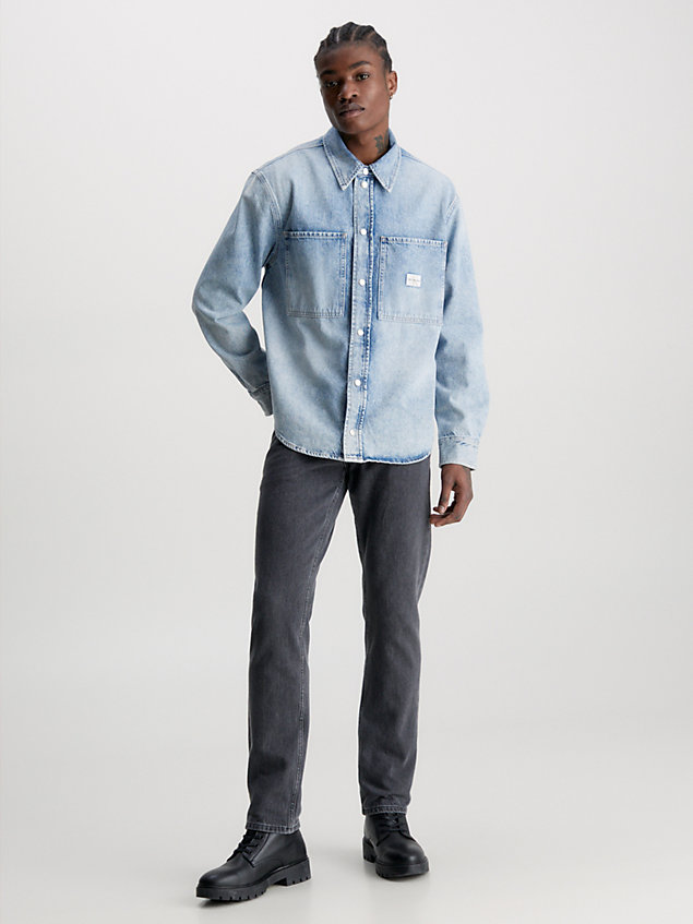 camicia di jeans taglio relaxed blue da uomo calvin klein jeans