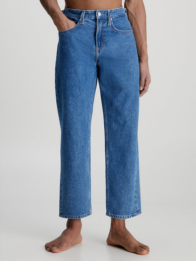blue 90's straight cropped jeans voor heren - calvin klein jeans
