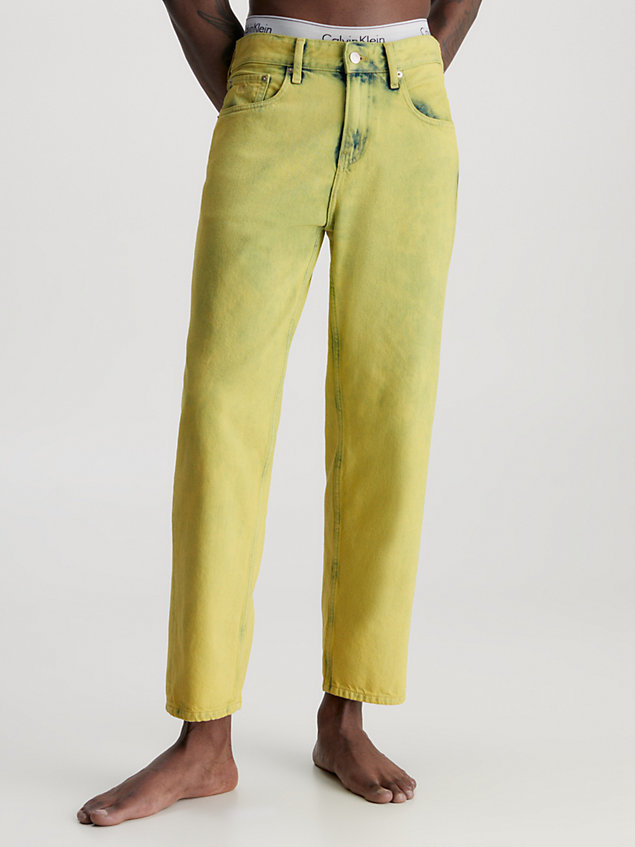 yellow 90's straight cropped jeans for men calvin klein jeans