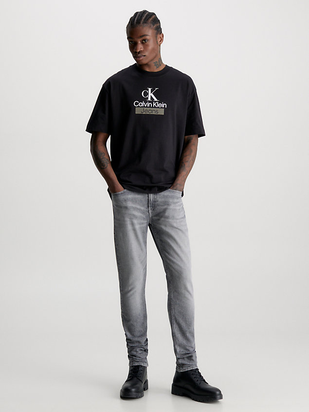 grey slim fit tapered jeans voor heren - calvin klein jeans