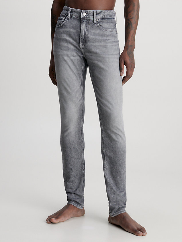 grey slim fit tapered jeans for men calvin klein jeans