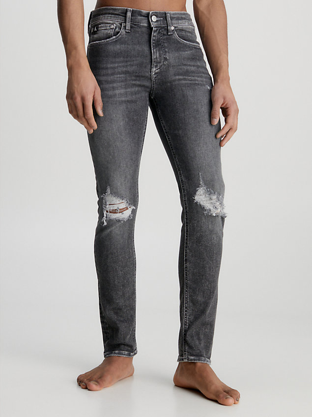 grey jeansy o obcisłym kroju dla mężczyźni - calvin klein jeans