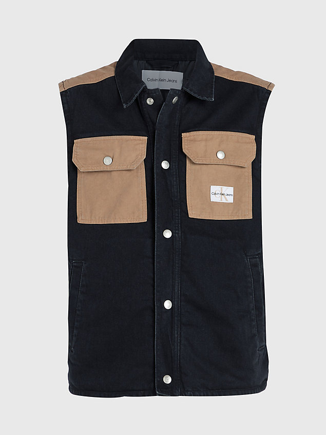 black recycled padded denim vest for men calvin klein jeans