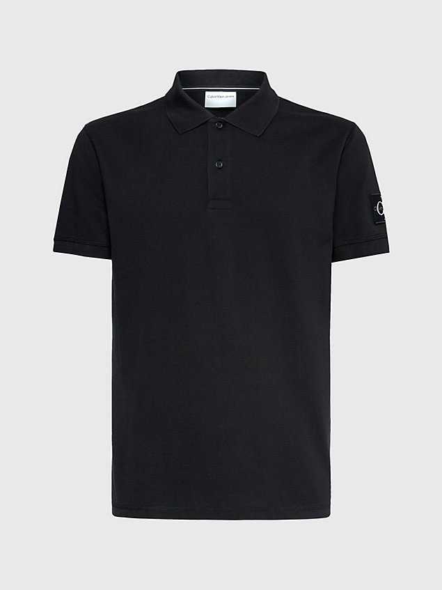 black koszulka polo z naszywką dla mężczyźni - calvin klein jeans