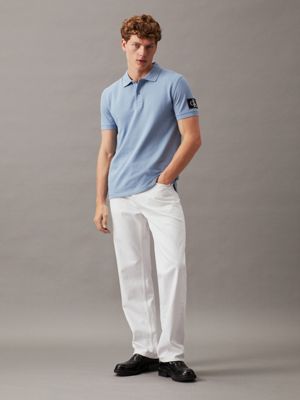 faded denim badge polo shirt for men calvin klein jeans