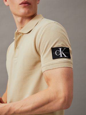 pale khaki badge polo shirt for men calvin klein jeans