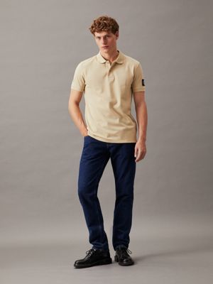 pale khaki badge polo shirt for men calvin klein jeans