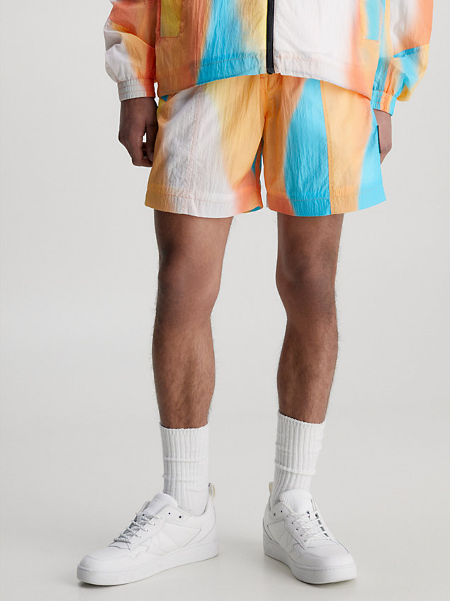 pantaloncini multicolor in nylon riciclato white da uomo calvin klein jeans