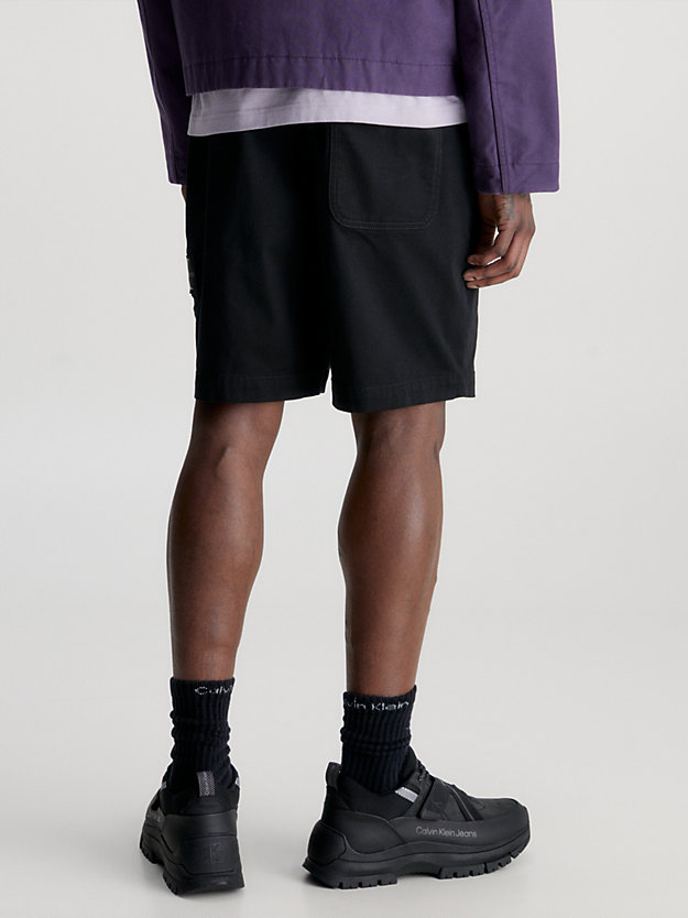 CK BLACK Shorts con cinturón de sarga de algodón de hombre CALVIN KLEIN JEANS