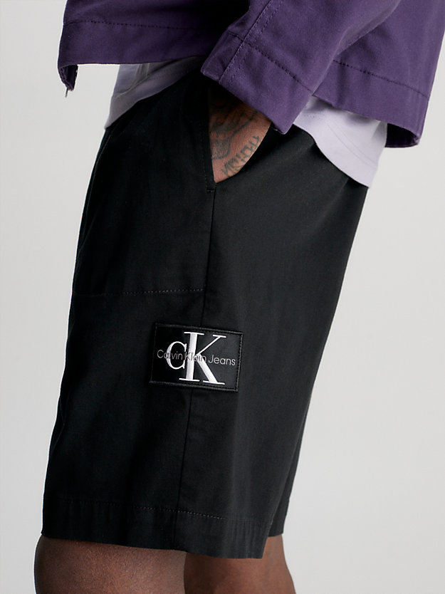 CK BLACK Cotton Twill Belted Shorts for men CALVIN KLEIN JEANS