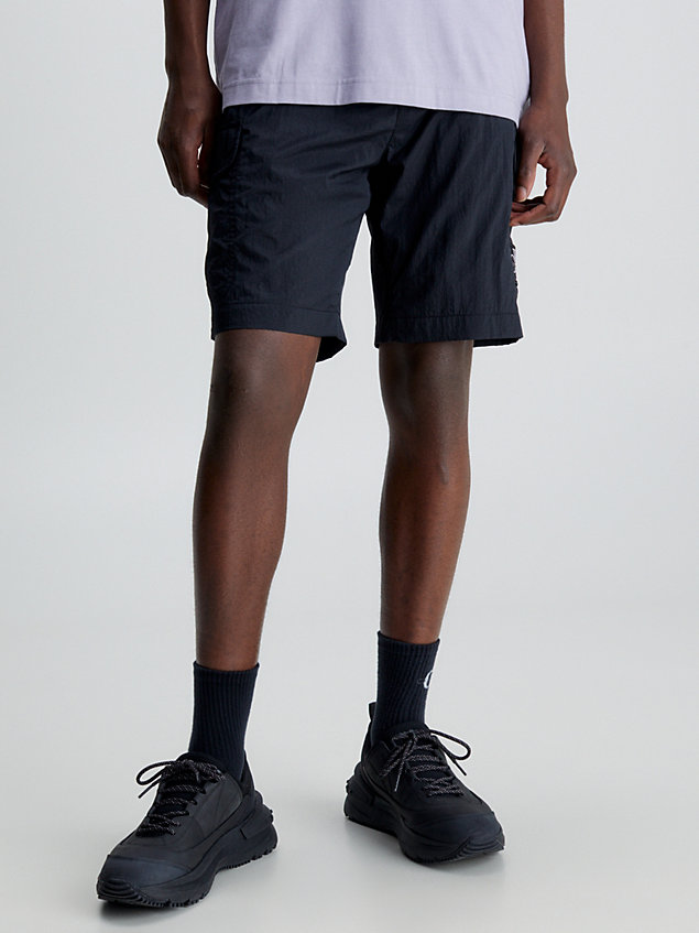 black recycled nylon cargo shorts for men calvin klein jeans