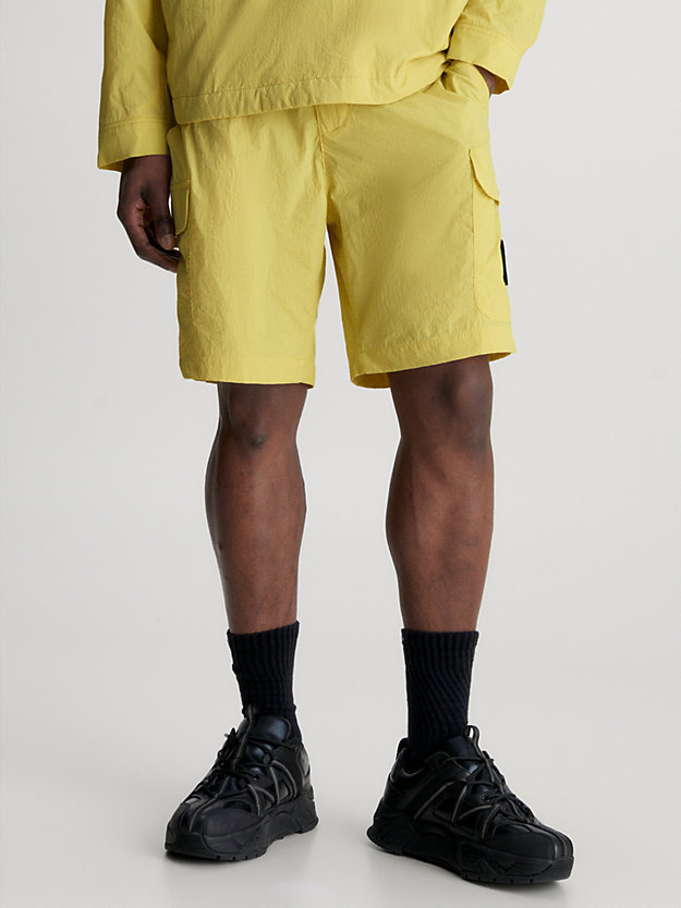 yellow sand recycled nylon cargo shorts for men calvin klein jeans