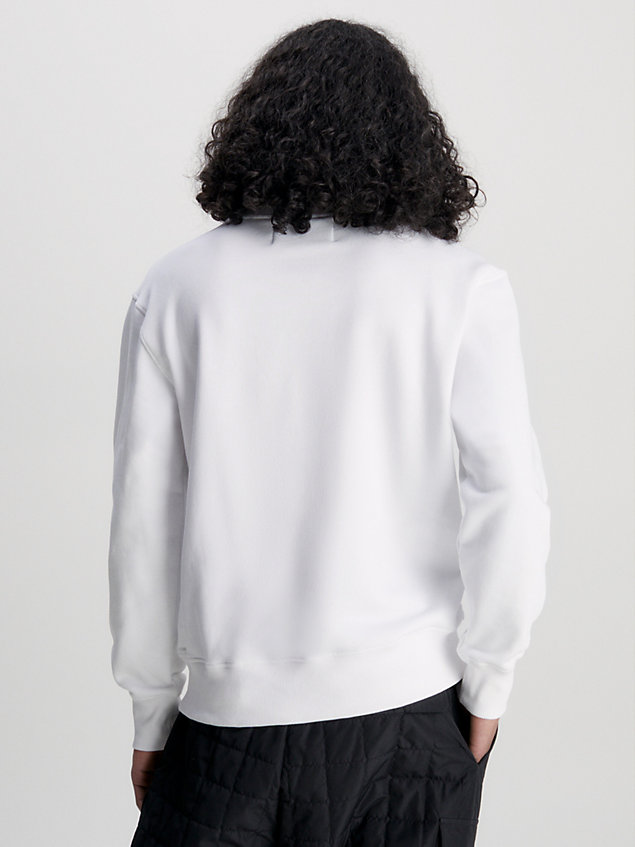 white cotton fleece logo sweatshirt for men calvin klein jeans