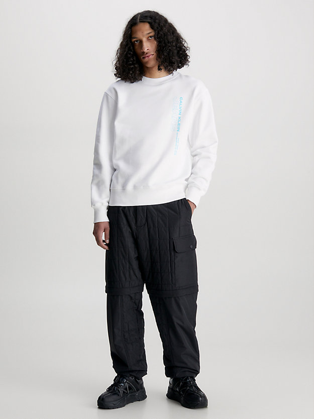 bright white cotton fleece logo sweatshirt for men calvin klein jeans