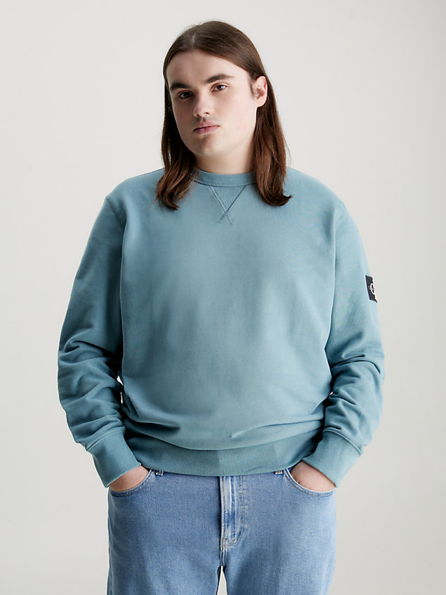 blue monogram sweatshirt met embleem voor heren - calvin klein jeans
