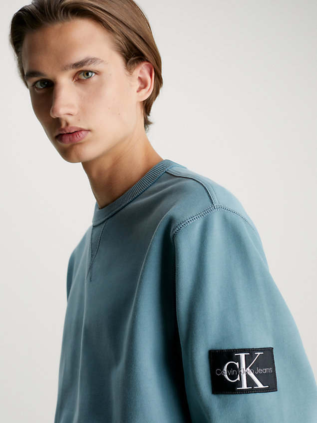 blue monogram badge sweatshirt for men calvin klein jeans