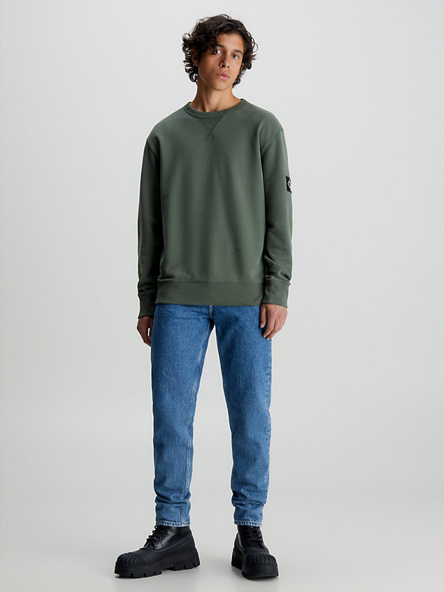 green monogramm-badge-sweatshirt für herren - calvin klein jeans