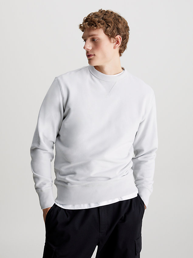 sweat-shirt en tissu éponge de coton avec insigne grey pour hommes calvin klein jeans
