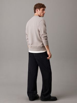 grey sweatshirt met embleem van badstofkatoen voor heren - calvin klein jeans
