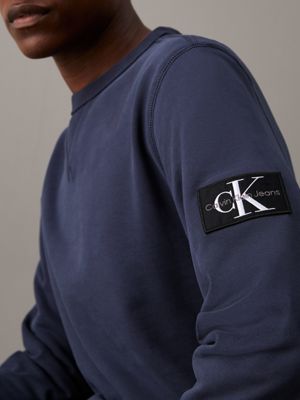 ink cotton terry badge sweatshirt for men calvin klein jeans