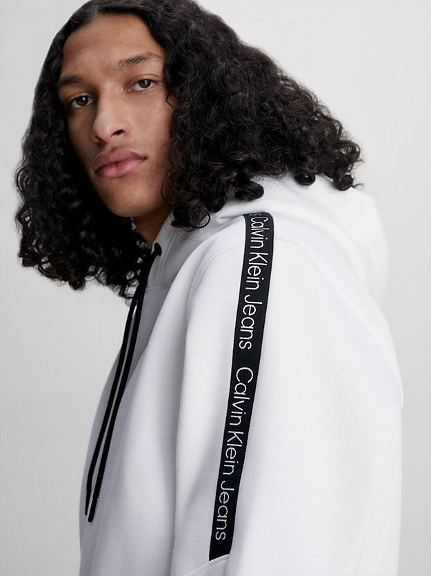 BRIGHT WHITE Recycled Logo Tape Hoodie for men CALVIN KLEIN JEANS