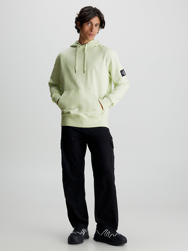 sweat-shirt à capuche en tissu éponge de coton avec insigne green pour hommes calvin klein jeans