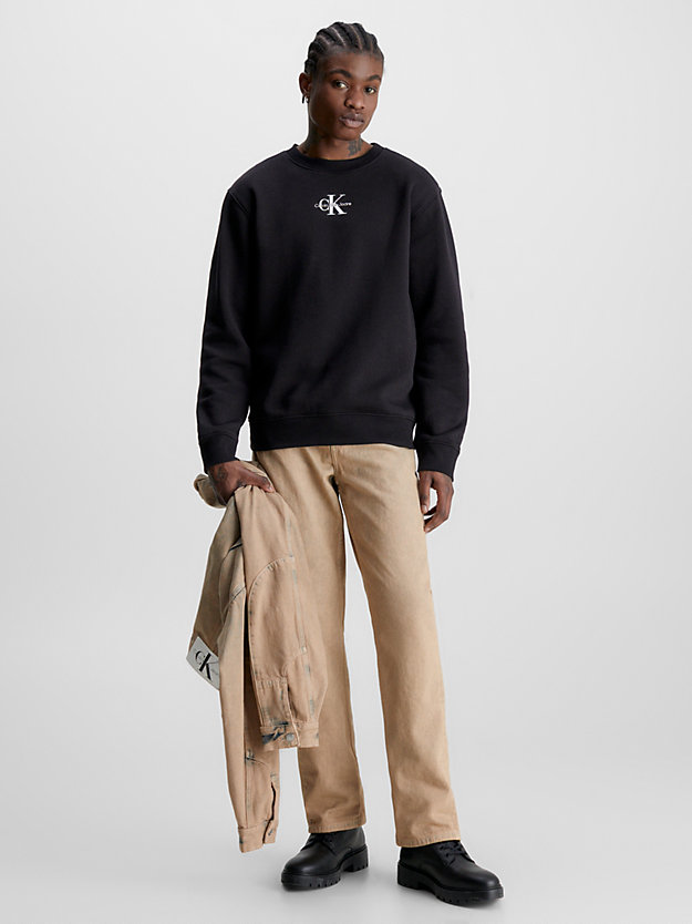 ck black monogramm-sweatshirt für herren - calvin klein jeans
