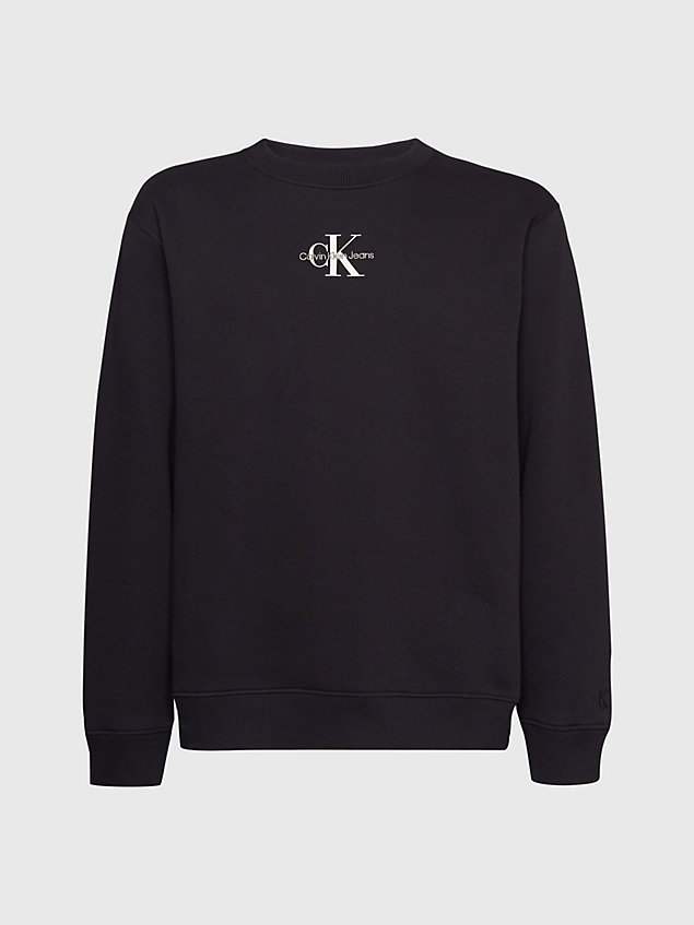 black cotton blend fleece sweatshirt for men calvin klein jeans