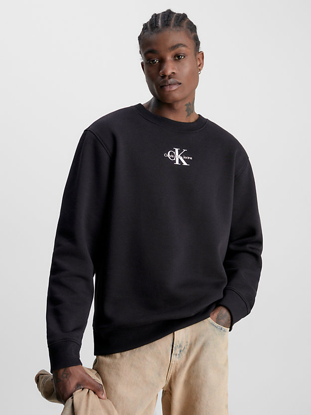 ck black monogramm-sweatshirt für herren - calvin klein jeans