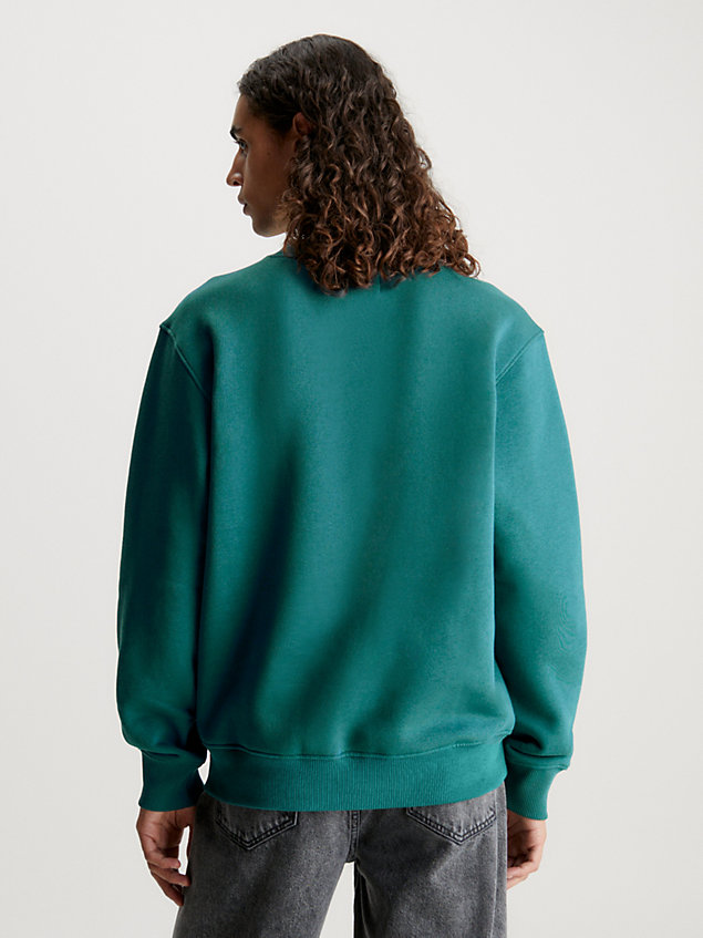 blue cotton blend fleece sweatshirt for men calvin klein jeans