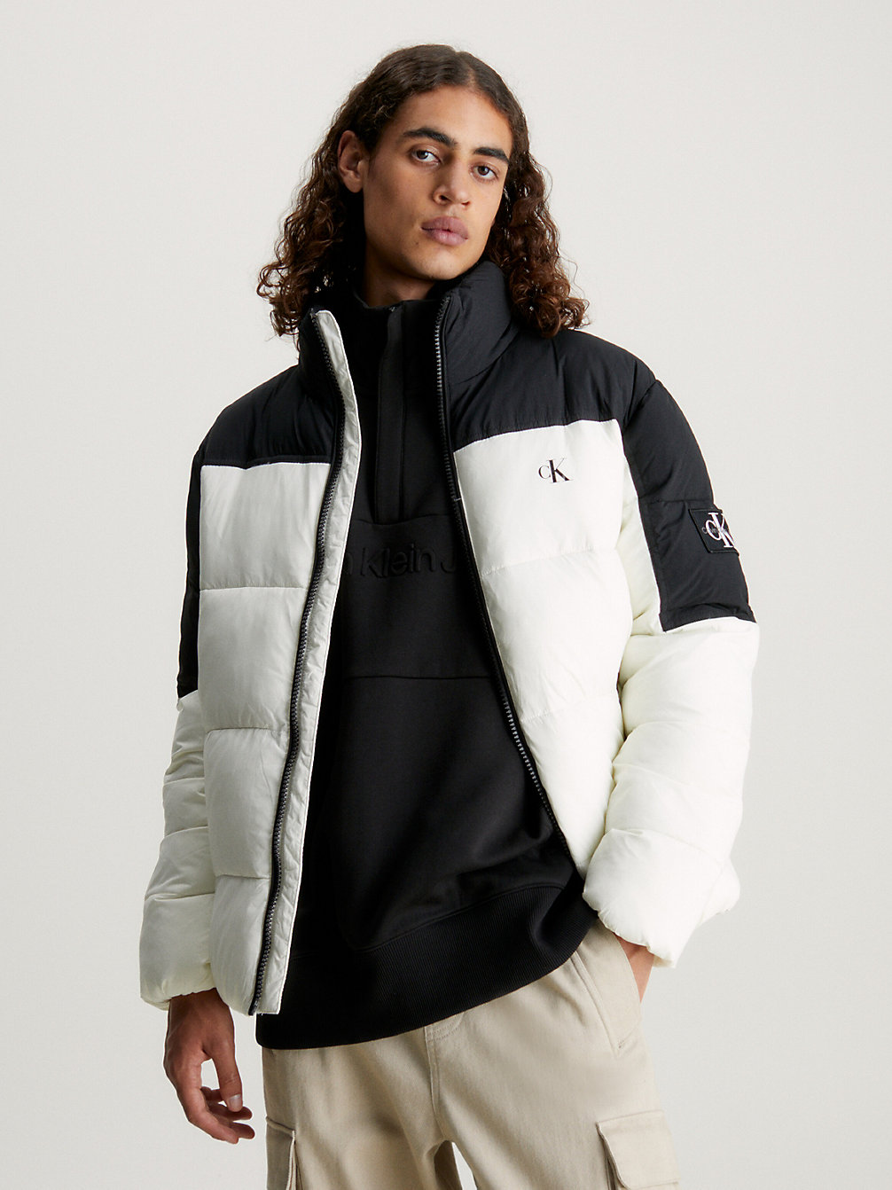 IVORY/CK BLACK Colour Block Puffer Jacket undefined men Calvin Klein