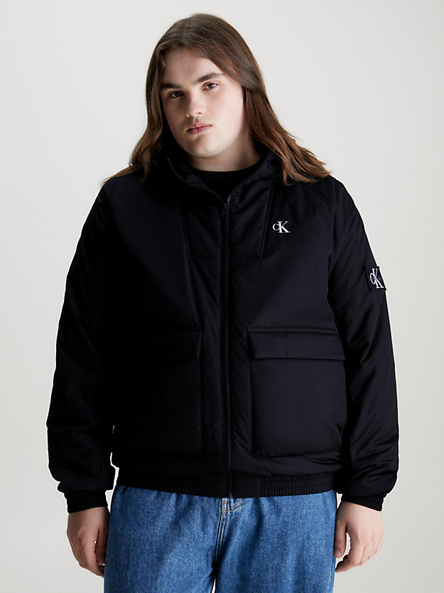 ck black padded hooded jacket for men calvin klein jeans