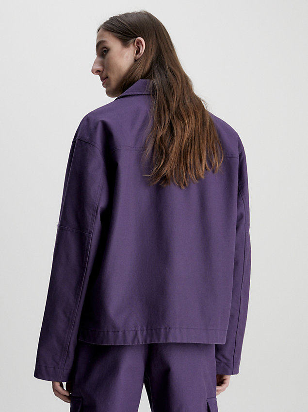 purple cotton canvas zip up jacket for men calvin klein jeans