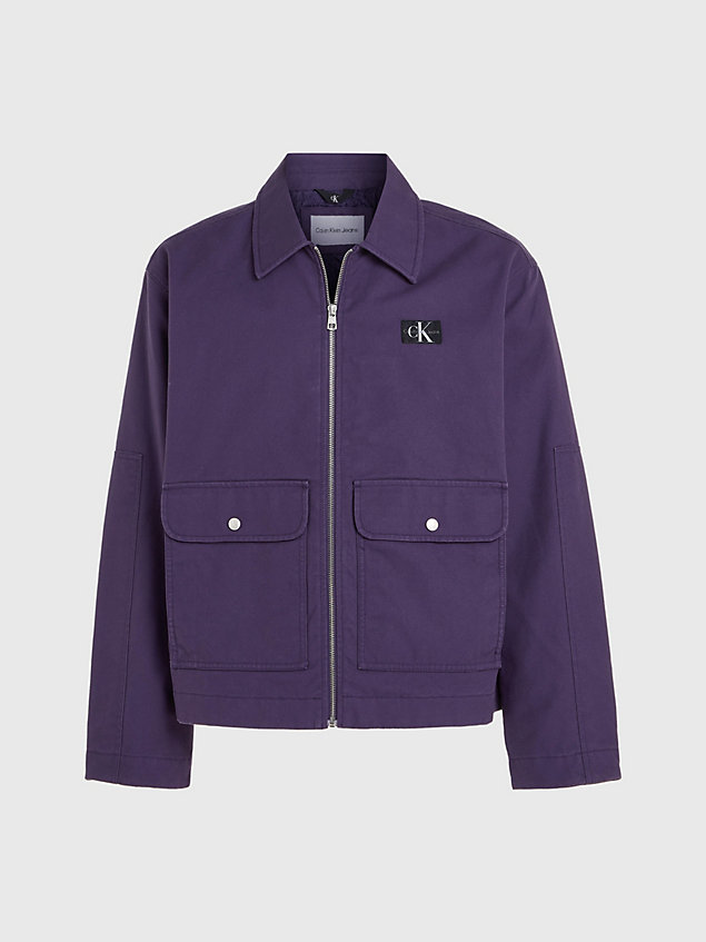 purple kurtka na zamek z bawełnianego płótna dla mężczyźni - calvin klein jeans