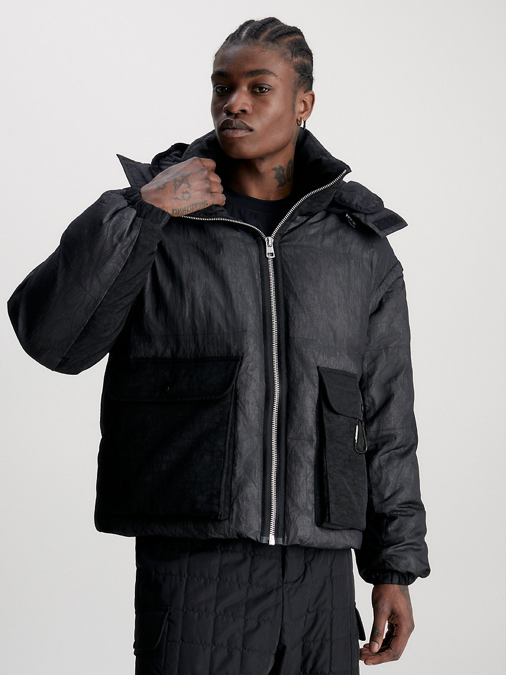 CK BLACK 2-In-1 Quilted Mesh Puffer Jacket undefined men Calvin Klein