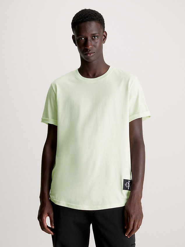 camiseta de algodón con insignia green de hombres calvin klein jeans