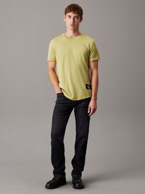 leek green cotton badge t-shirt for men calvin klein jeans