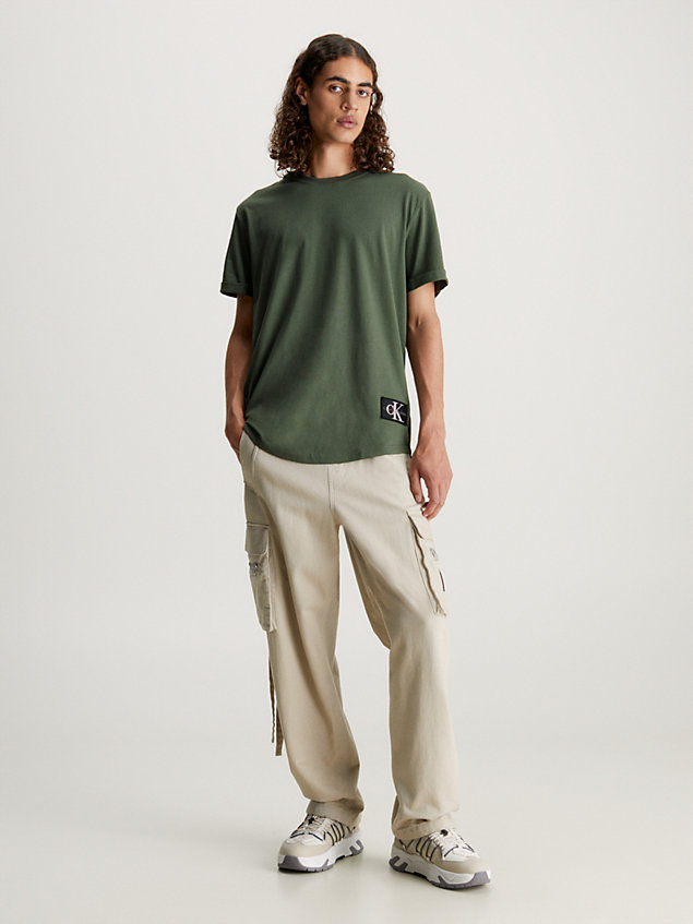 camiseta de algodón con insignia green de hombre calvin klein jeans