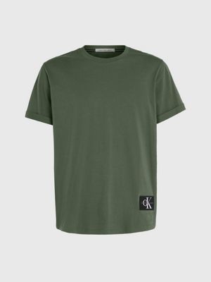 t-shirt in cotone con stemma green da uomo calvin klein jeans