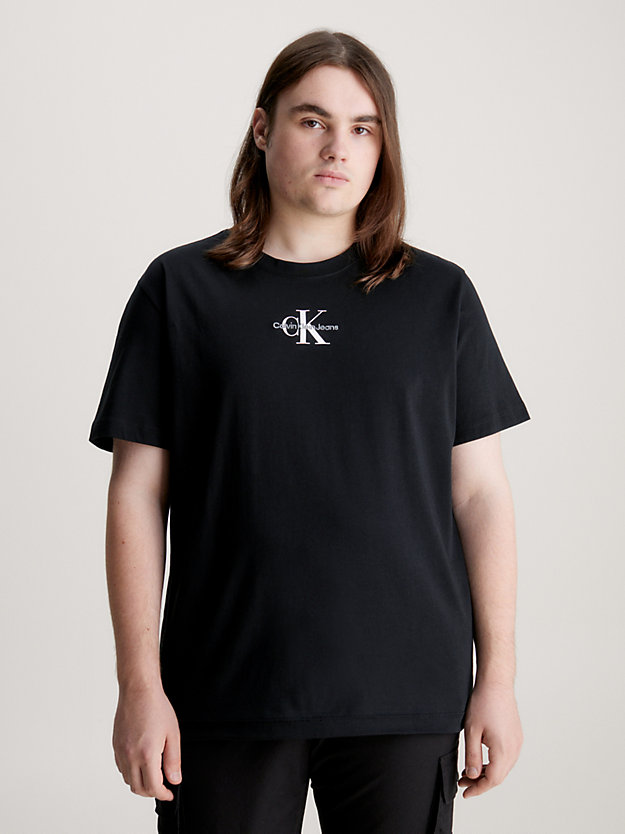 CK BLACK T-shirt in cotone biologico con monogramma da men CALVIN KLEIN JEANS