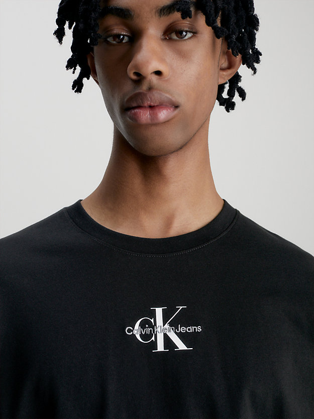 CK BLACK T-shirt in cotone biologico con monogramma da men CALVIN KLEIN JEANS