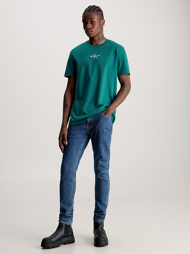 t-shirt con monogramma blue da uomo calvin klein jeans
