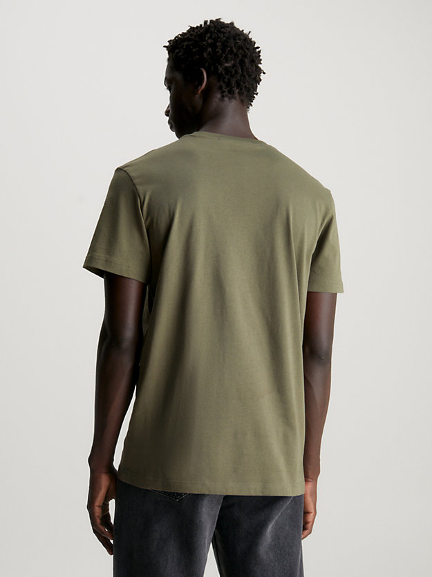 t-shirt con monogramma dusty olive da uomo calvin klein jeans
