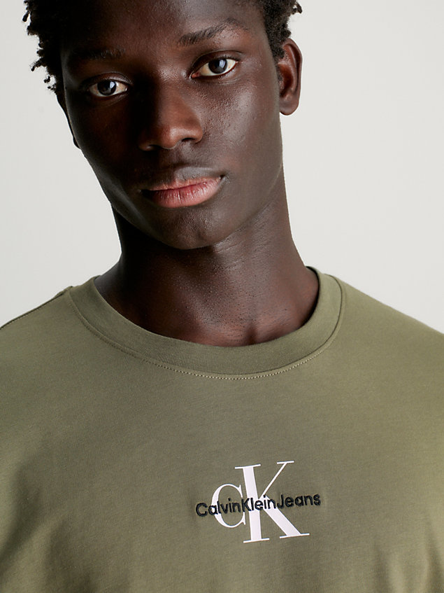 t-shirt avec monogramme green pour hommes calvin klein jeans