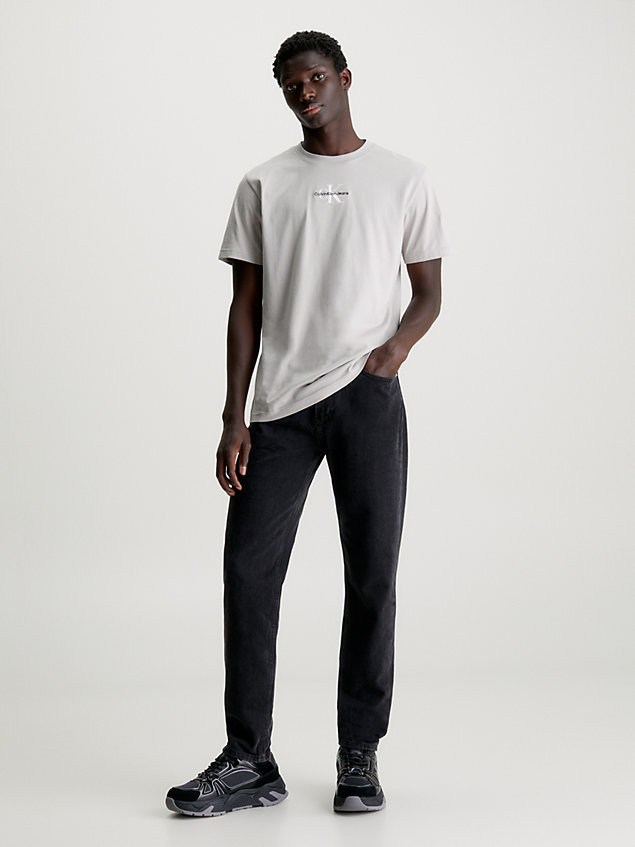 grey cotton monogram t-shirt for men calvin klein jeans