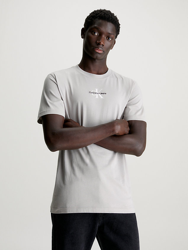 t-shirt en coton avec monogramme grey pour hommes calvin klein jeans