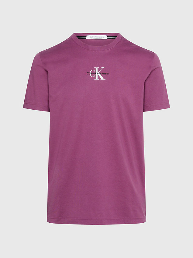 camiseta de algodón con monograma purple de hombre calvin klein jeans