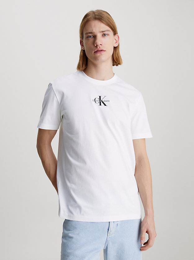 BRIGHT WHITE Organic Cotton Monogram T-shirt for men CALVIN KLEIN JEANS