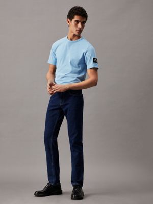 blue cotton badge t-shirt for men calvin klein jeans